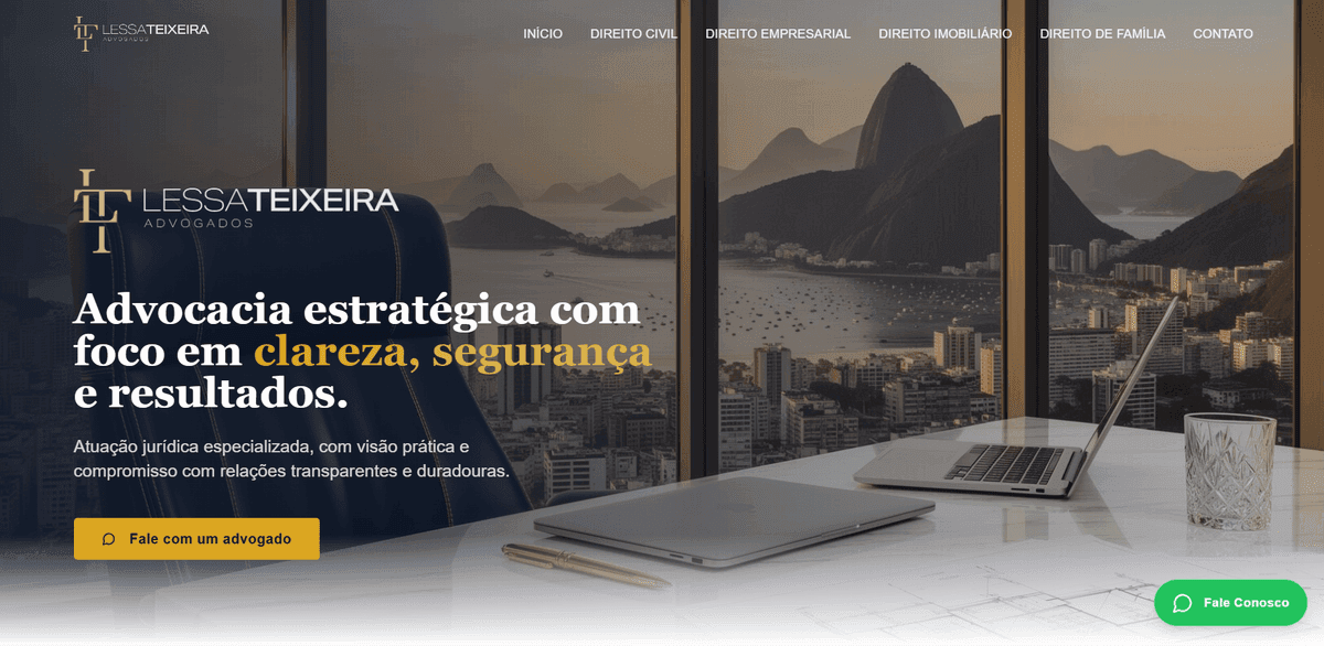 Hero do site do escritório Lessa Teixeira Advogados